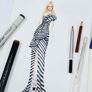 طراحی لباس با خطوط افقی